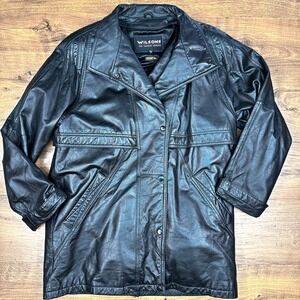 Wilsons Leather Womens M Black Leather Jacket Thinsulate Ultra Zip Lining Grunge